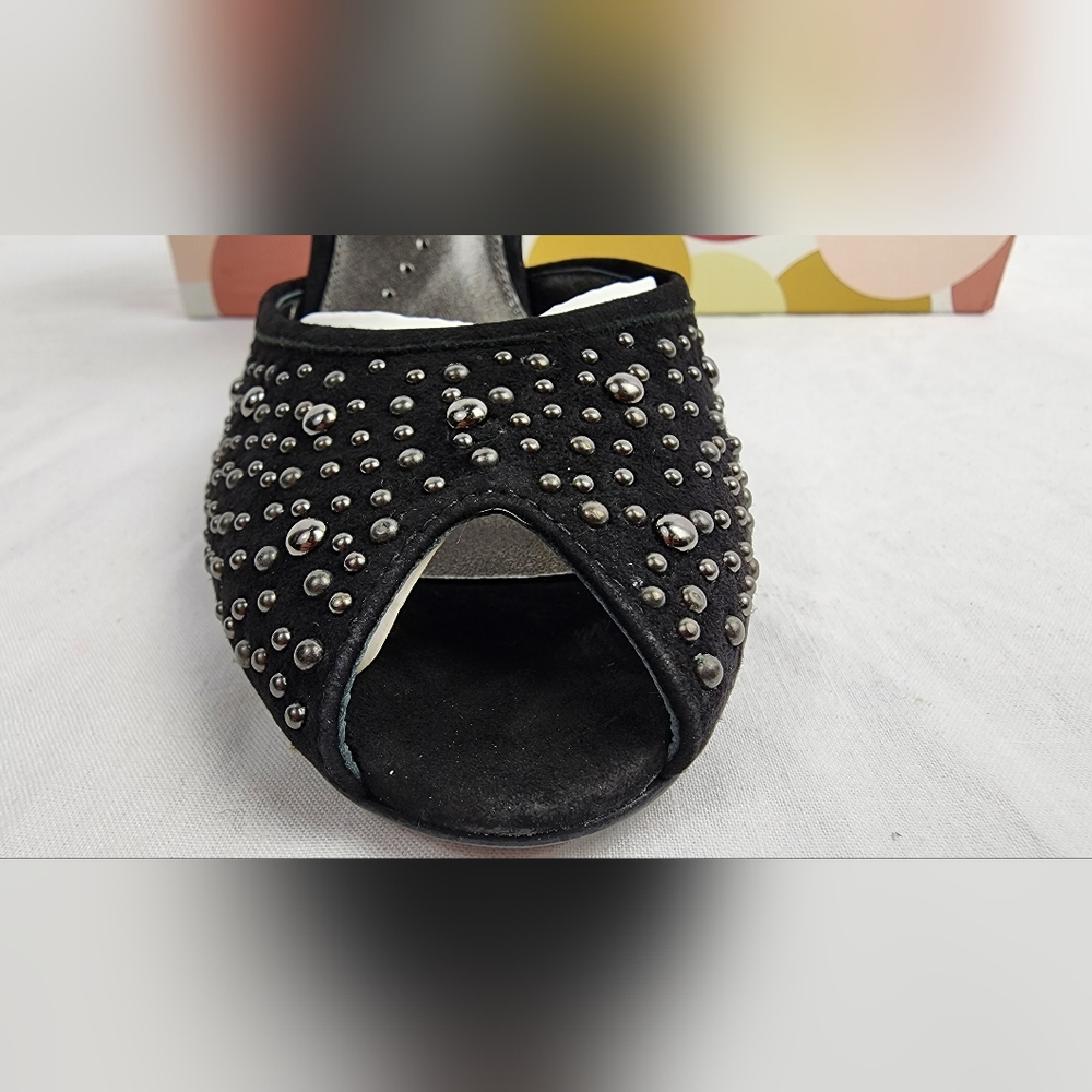 ❤️ NIB RICHARD TYLER STUDDED PEEP TOE PUMPS SAMBA BLACK SIZE 7M - Picture 4 of 12